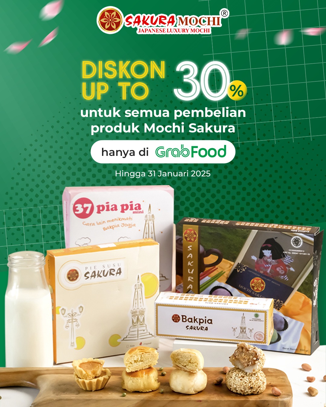 Diskon Hingga 30% Setiap Pembelian Sakura Mochi di Grab Food