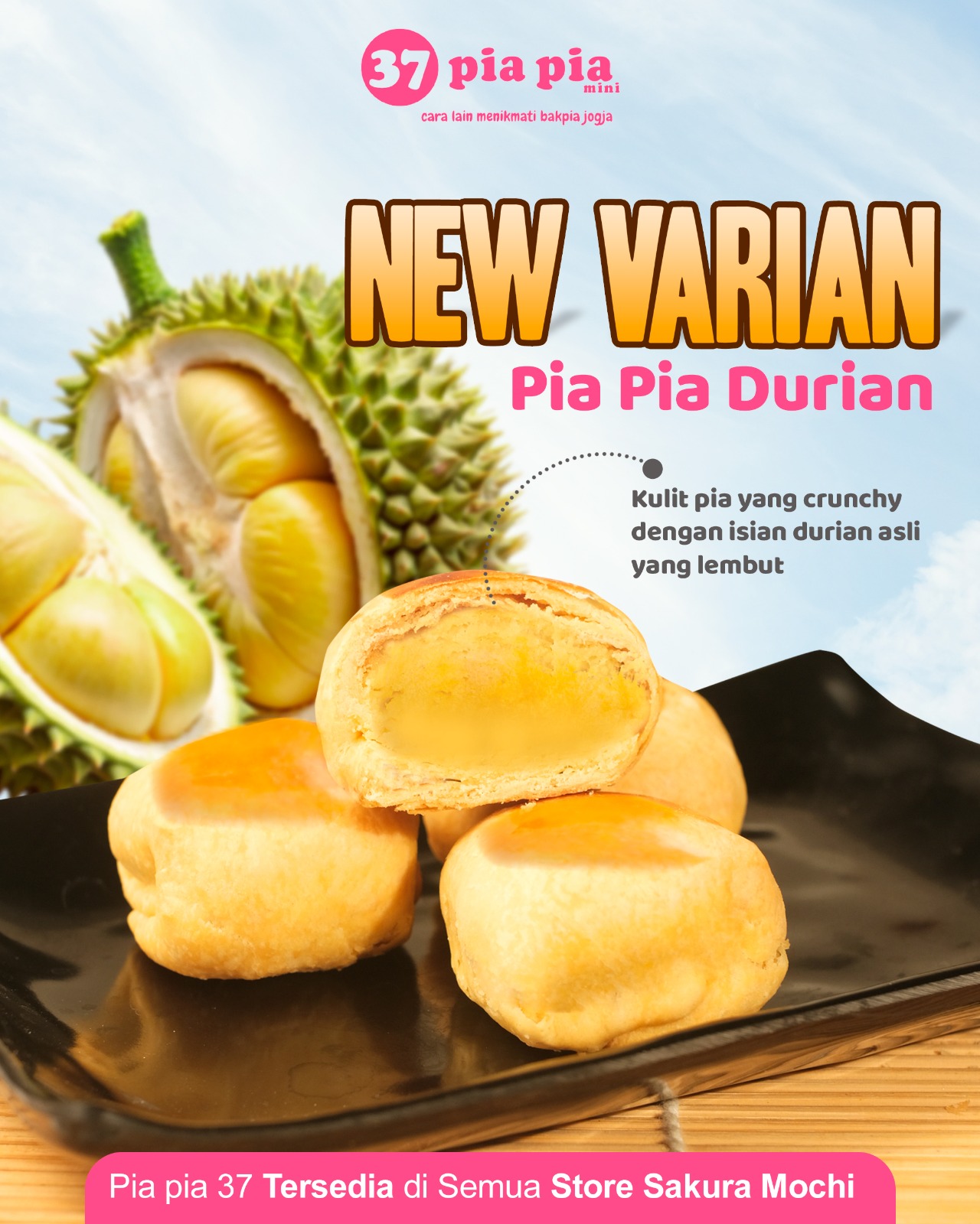 Pia-pia 37 Mini Kini Tersedia dengan Rasa Durian, Crunchy dan Nikmat!